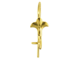 Fleur de Lys Safety Ear Hook 9ct Yellow Gold Wires for Earrings - Gold 1 Pair