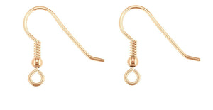 9ct Rose Gold Hook Wire Beaded Hook Wire 9ct Red Gold Earring hooks 1 x Pair