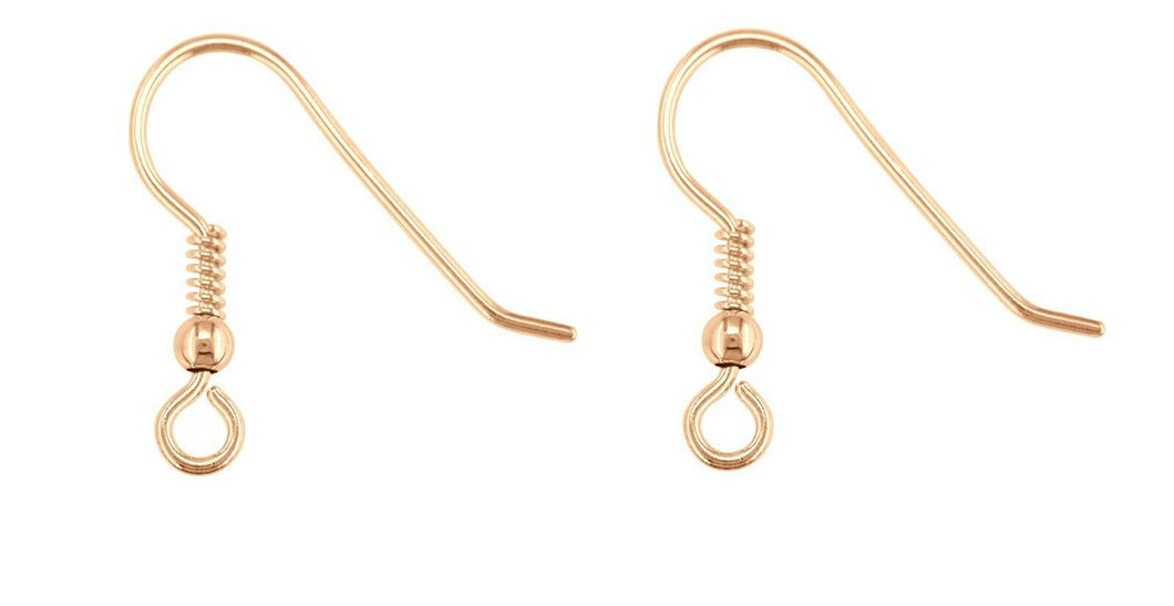 9ct Rose Gold Hook Wire Beaded Hook Wire 9ct Red Gold Earring hooks 1 x Pair