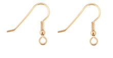 Load image into Gallery viewer, 9ct Rose Gold Hook Wire Beaded Hook Wire 9ct Red Gold Earring hooks 1 x Pair
