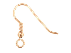 9ct Rose Gold Hook Wire Beaded Hook Wire 9ct Red Gold Earring hooks 1 x Pair