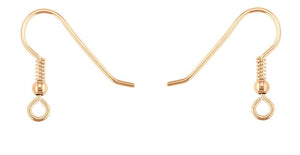 9ct Rose Gold Hook Wire Beaded Hook Wire 9ct Red Gold Earring hooks 1 x Pair