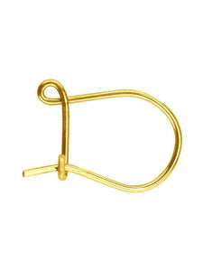 18ct Yellow Gold Plain Safety Ear Hook Wires for Earrings - Yellow Gold 1 x Pair