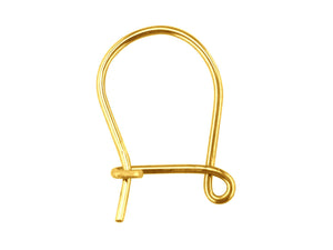 18ct Yellow Gold Plain Safety Ear Hook Wires for Earrings - Yellow Gold 1 x Pair
