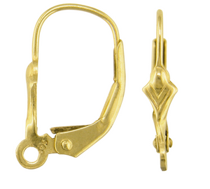 Continental Earring Fluer de Lys 9ct Gold Lever Back Earring Hooks 1 x Pair