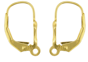 Continental Earring Fluer de Lys 9ct Gold Lever Back Earring Hooks 1 x Pair