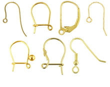 Load image into Gallery viewer, 9ct Gold Earring Fittings ALL TYPES Hook Wire Safety Plain Fancy Earring PAIRS
