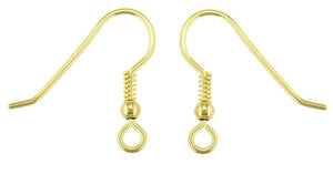 9ct Yellow Gold twist hook wire with bead earring jewellery fastener 1 x Pair