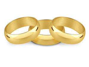 9ct Yellow Gold D-shaped EXTRA LARGE Wedding Ring Z to Z+4, Plus Size 4,5,6mm