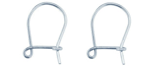 White Gold Safety Ear Hook Wires 9ct Gold for Earrings - White Gold 1 x Pair