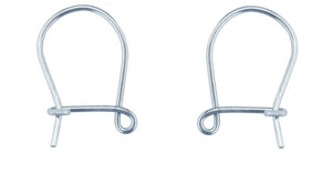 White Gold Safety Ear Hook Wires 9ct Gold for Earrings - White Gold 1 x Pair