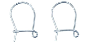 White Gold Safety Ear Hook Wires 9ct Gold for Earrings - White Gold 1 x Pair