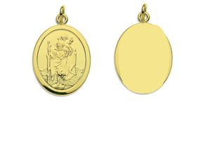 St. Christopher Pendant 9ct Gold, Oval Saint Christopher Yellow Gold T – Millies  Jewels
