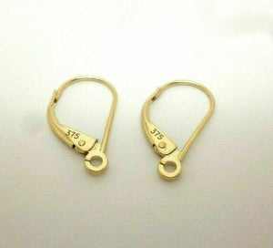 9ct Gold Continental Earring Safety Wire - Lever Back Earring Hooks 1 x Pair