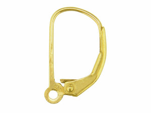 9ct Gold Continental Earring Safety Wire - Lever Back Earring Hooks 1 x Pair