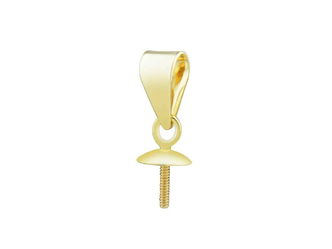 9ct Gold Pendant Bail 3mm Thread Cup for Drop Pendants Yellow Gold Pendant Bail