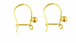 9ct Yellow Gold Plain Safety Earring Hook Wires with Bead - Yellow Gold 1 x Pair