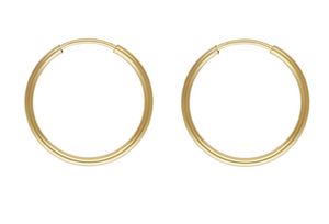 16mm Gold Hoop Earrings 14ct Gold Bonded Endless Hoop Earrings 14ct Gold x PAIR
