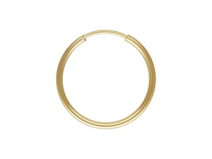 16mm Gold Hoop Earrings 14ct Gold Bonded Endless Hoop Earrings 14ct Gold x PAIR