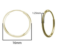 Load image into Gallery viewer, 16mm Gold Hoop Earrings 14ct Gold Bonded Endless Hoop Earrings 14ct Gold x PAIR

