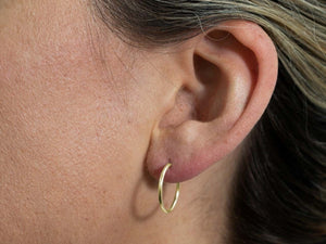 16mm Gold Hoop Earrings 14ct Gold Bonded Endless Hoop Earrings 14ct Gold x PAIR