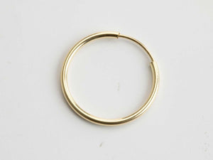 16mm Gold Hoop Earrings 14ct Gold Bonded Endless Hoop Earrings 14ct Gold x PAIR