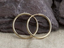 Load image into Gallery viewer, 16mm Gold Hoop Earrings 14ct Gold Bonded Endless Hoop Earrings 14ct Gold x PAIR
