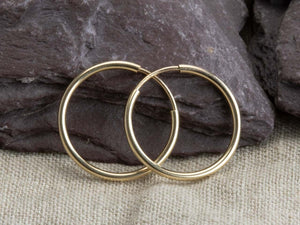 16mm Gold Hoop Earrings 14ct Gold Bonded Endless Hoop Earrings 14ct Gold x PAIR