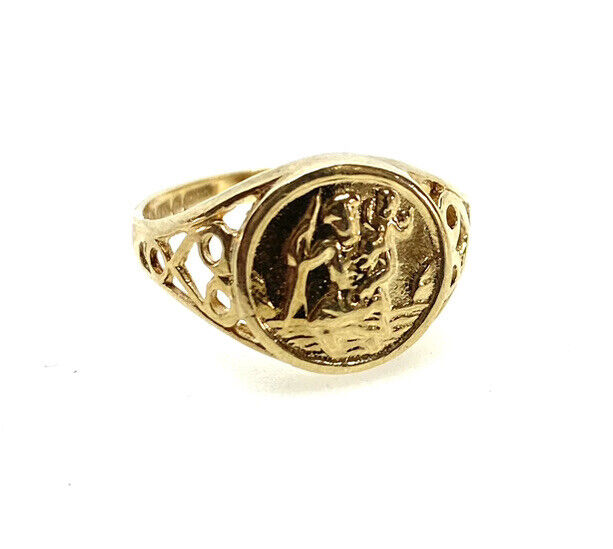 Gold St. Christopher Ring 9ct Yellow Gold Saint Christopher Ring Good – Millies  Jewels